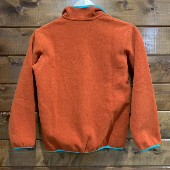 Patagonia NWT Youth Sand Hill Rust Orange Synchilla Snap-T Pullover